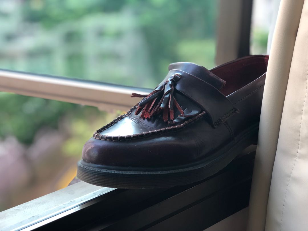 dr martens adrian tassel loafers cherry red