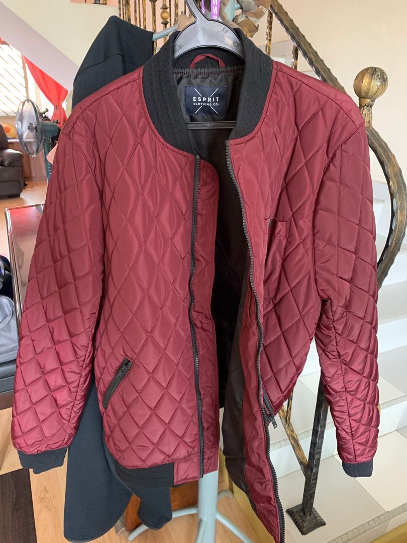 ESPRIT Bomber Jacket Maroon, Men's Fashion, Coats, Jackets and