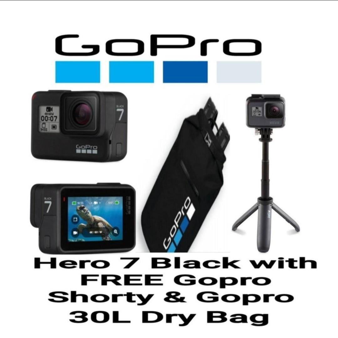 Gopro Hero 7 Black Bundle With Shorty And 30l Litre Waterproof Bag Photography Cameras Others On Carousell