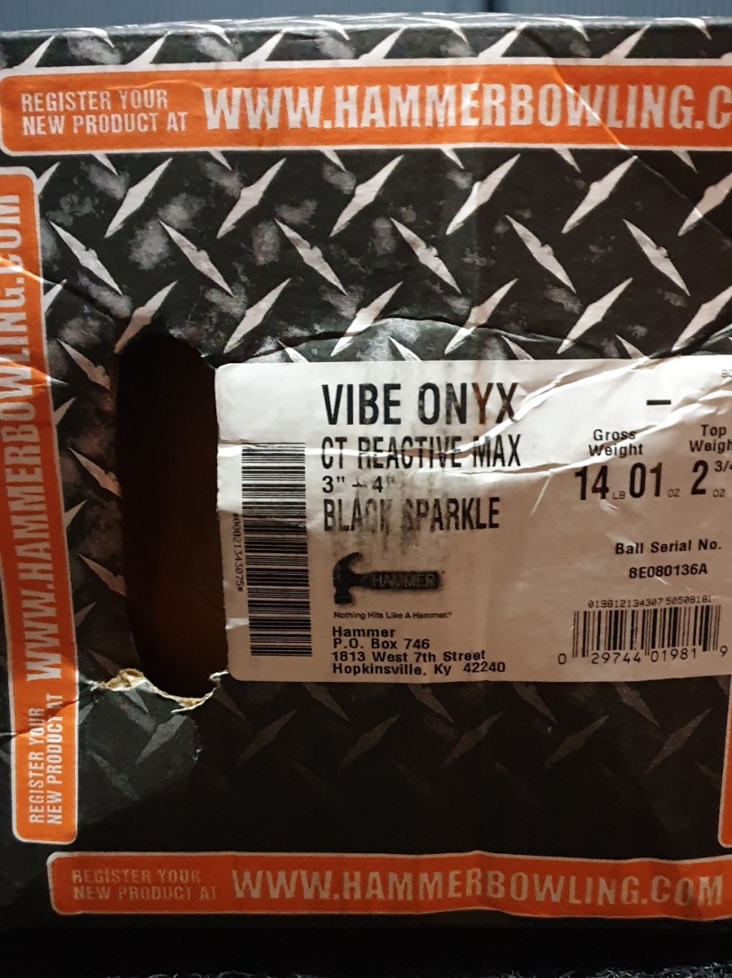 Brand New Hammer Vibe Onyx 14lbs Bowling Ball, Sports Equipment, Sports ...
