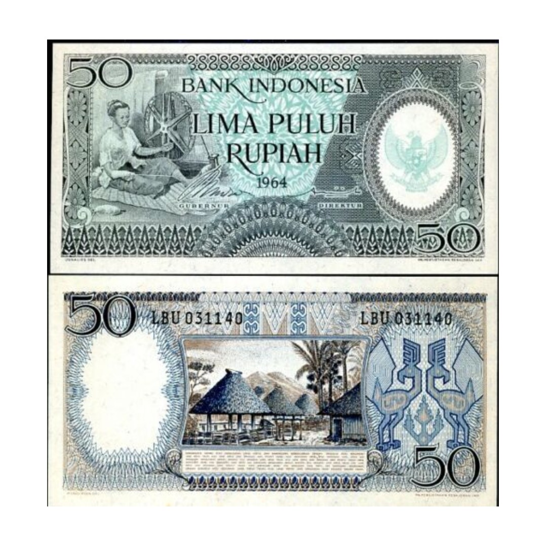 INDONESIA 50 RUPIAH 1964 P 96 XF/AU, Hobbies & Toys, Collectibles ...