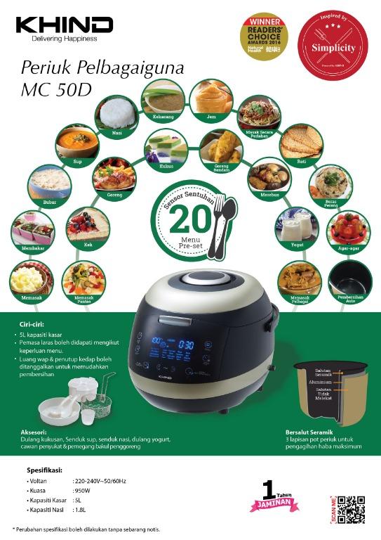 Khind Multi Cooker Mc50d Kitchen Appliances On Carousell