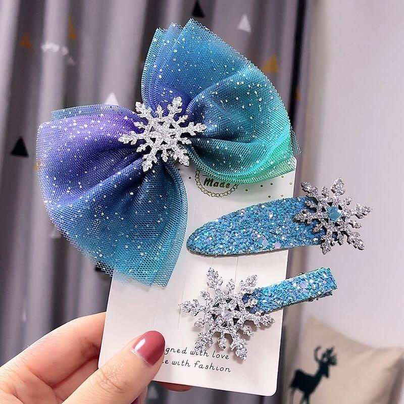 Kids Girls Disney Frozen Princess Elsa Bow Tie Rubber Band Hair