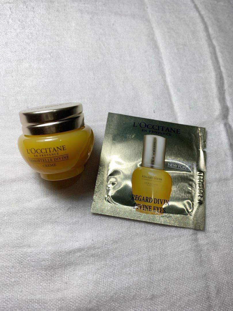 L Occitane Immortelle Divine Cream Free Eye Cream Divine Kesehatan Kecantikan Kulit Sabun Tubuh Di Carousell