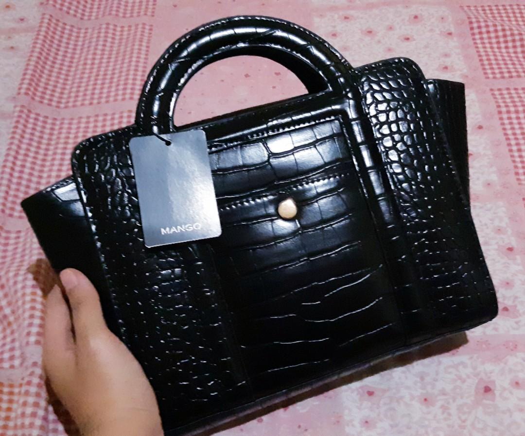 Croc effect tote bag mango clearance