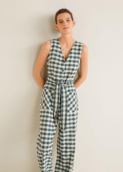 Mango gingham jumpsuit Clearance