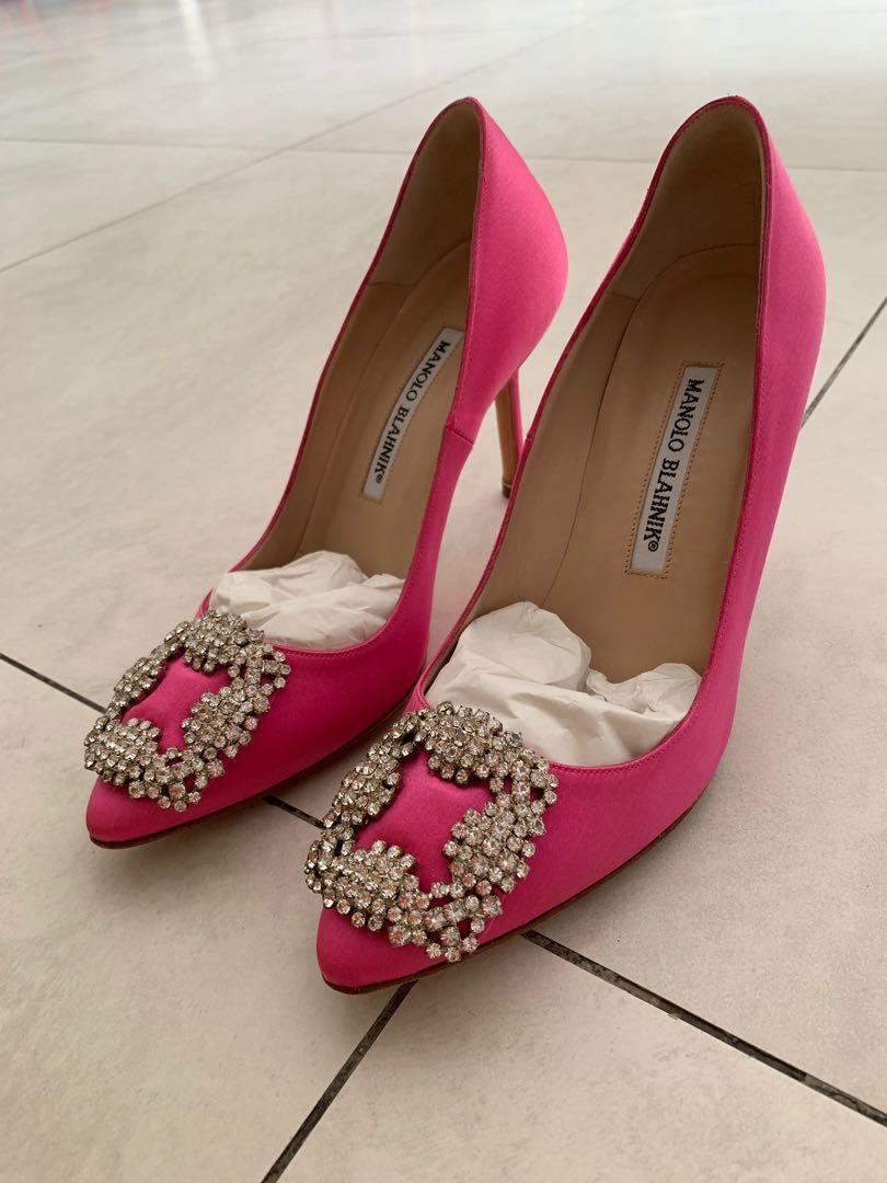 manolo blahnik pink satin