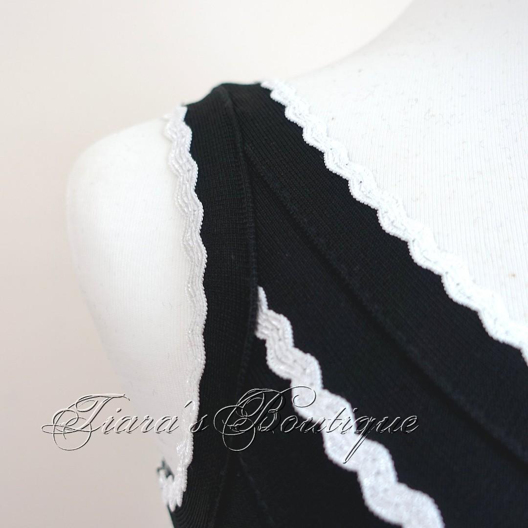 MAZUMA 台灣本土設計師品牌 黑色繃帶洋裝 白色波浪裝飾 可愛普普風 喜歡Kate Spade可參考 (128) 照片瀏覽 3