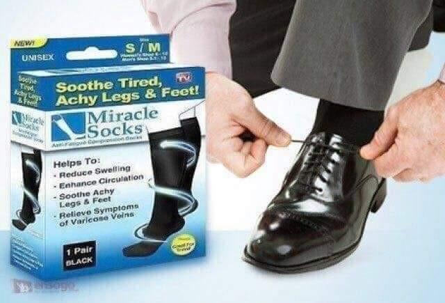 Miracle Socks (Category: Braces, Support & Protection) located in Manila. Submitted by luna888elies888 (Listing ID 246875286, Image 2). Description: miracle socks soothe tired, achy legs and feet 1 pair color black.