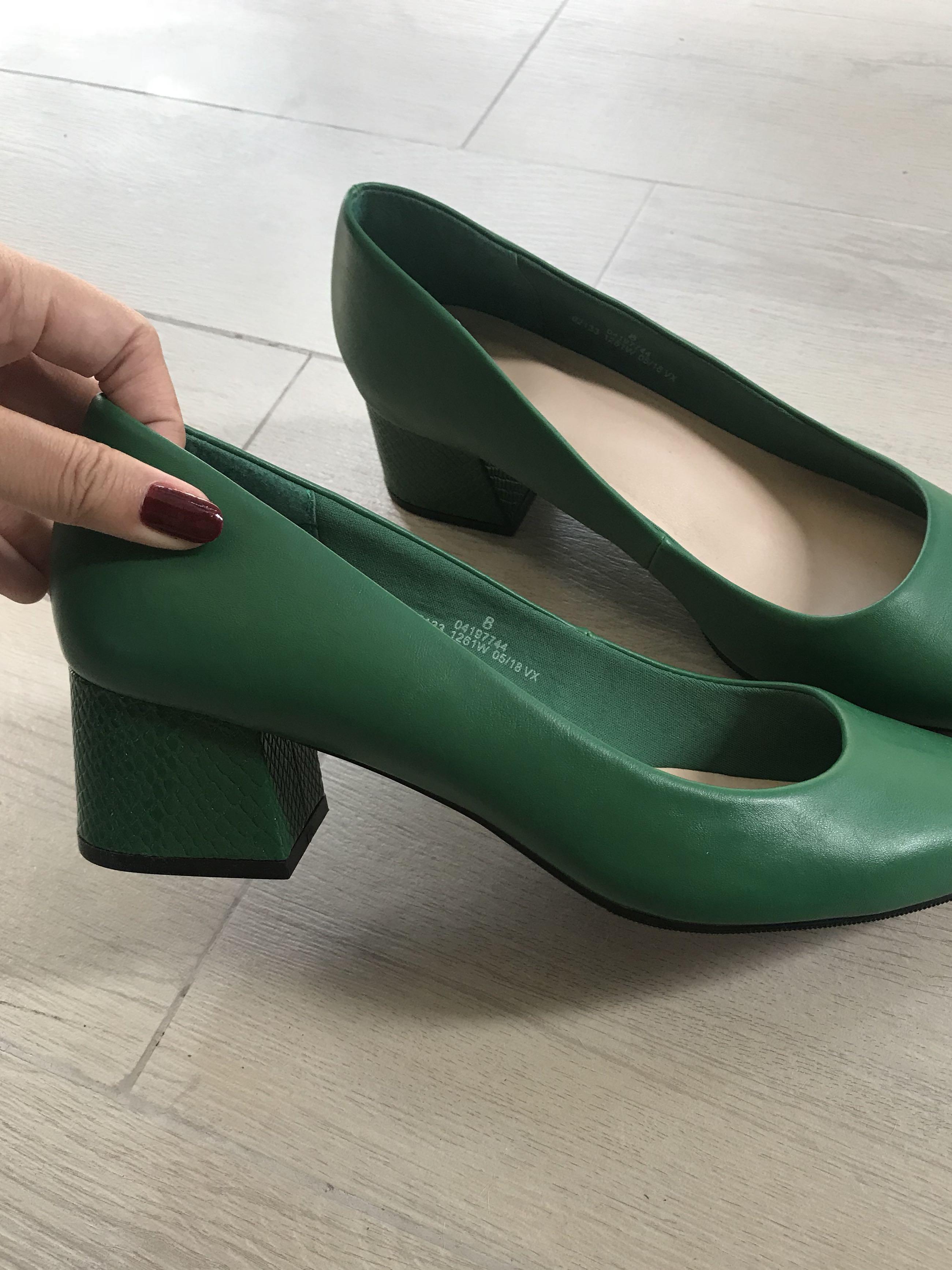 M\u0026S Green Retro Pumps Heels Wide Fit 