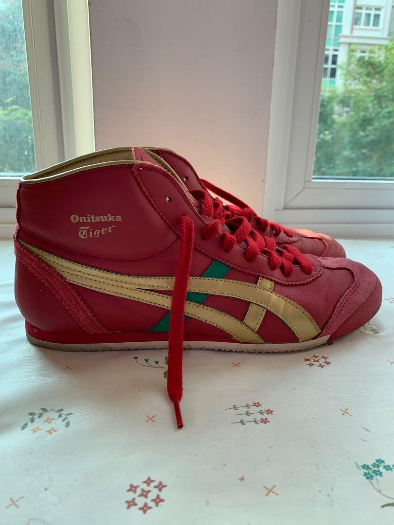 Onitsuka Tiger Women’s Red High Cut Sneakers (Category: Sneakers) located in Singapore. Submitted by aniretsi (Listing ID 246901020, Image 2). Description: Usual price $169 Worn for a few months. Selling as no longer wearing anymore. Condition as seen in pictures. Slight scratches, but no odour. No original box but will provide a new Nike box upon sale of item. Not for fussy buyer..