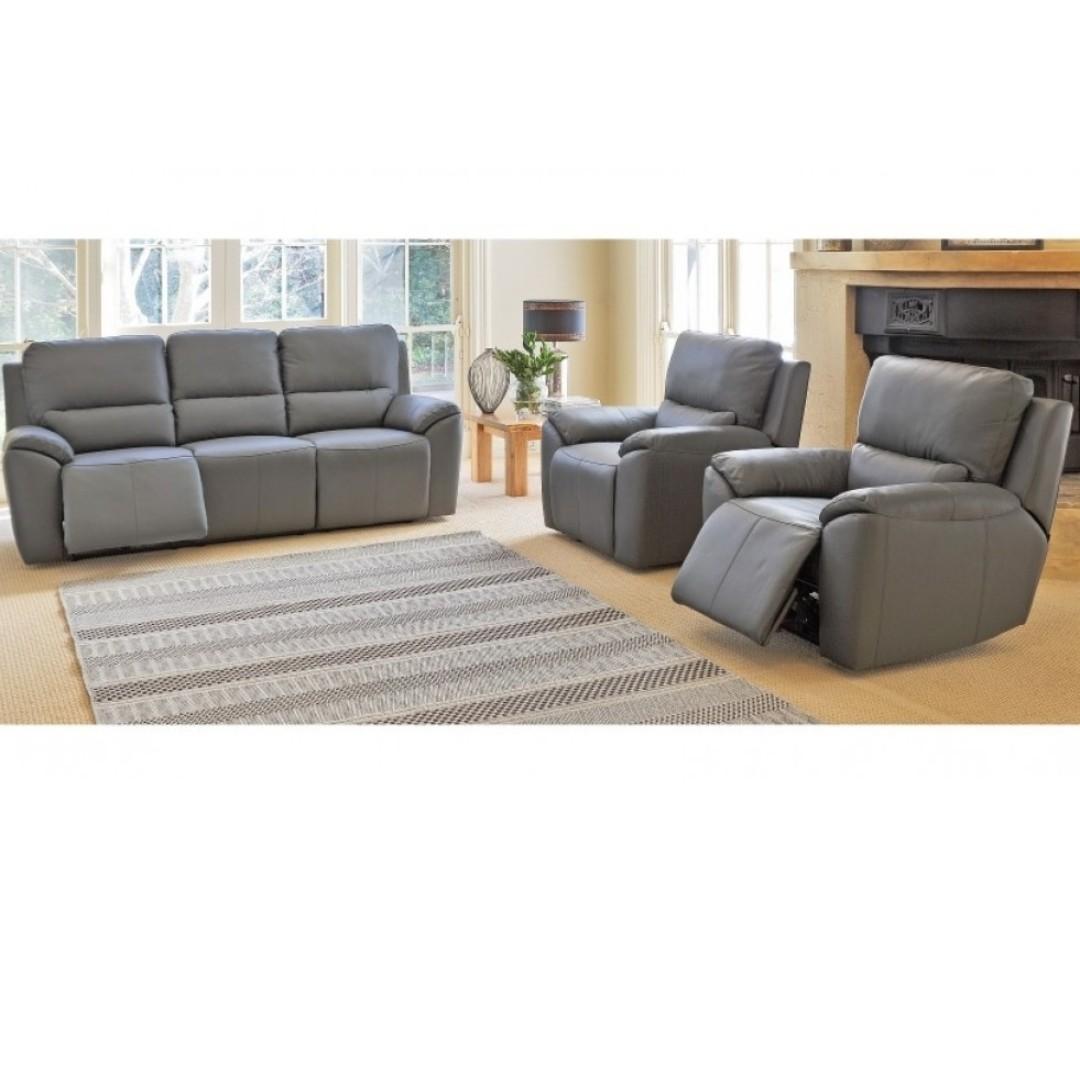 Top Grain Leather Power Reclining Sofa Set Baci Living Room