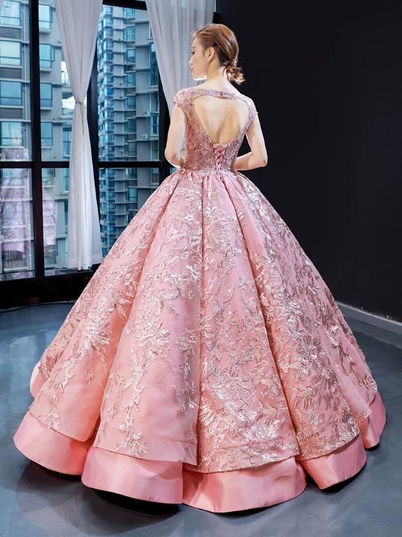 Pink princess store wedding dress