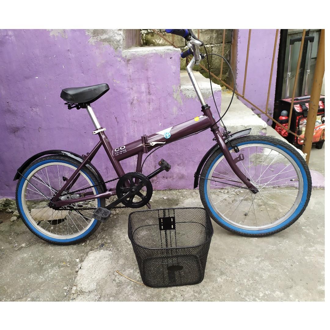 purple folding bike