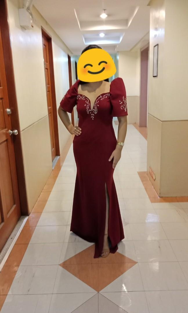 filipiniana dress red
