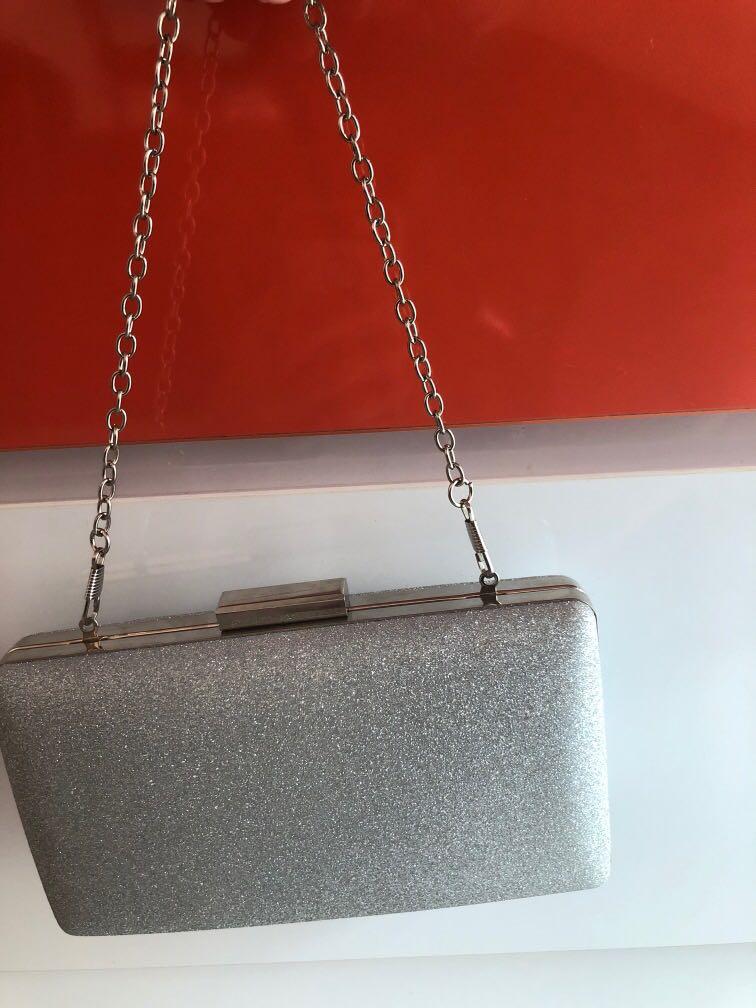 silver prom bag