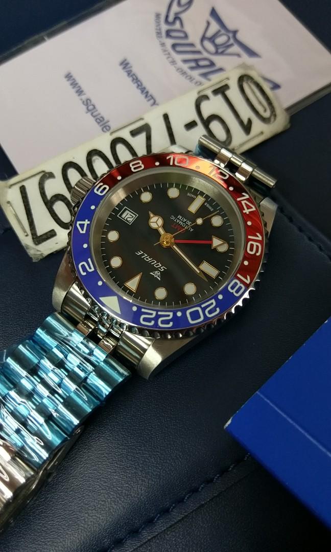 Squale 30 atmos gmt ceramica blue red pepsi 40mm jubilee swiss