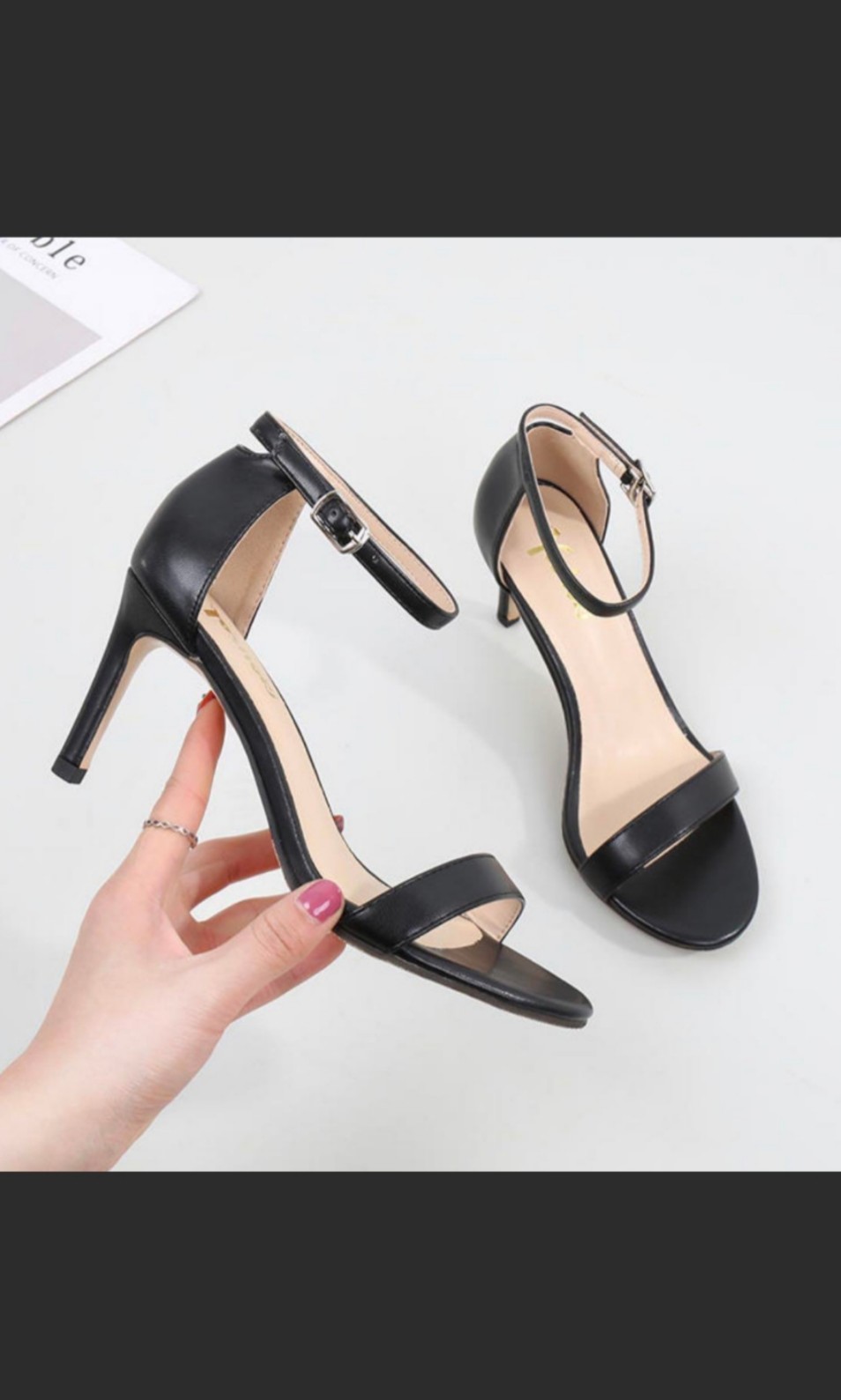Thin Ankle Strap Black Heels Women s Fashion Footwear Heels on
