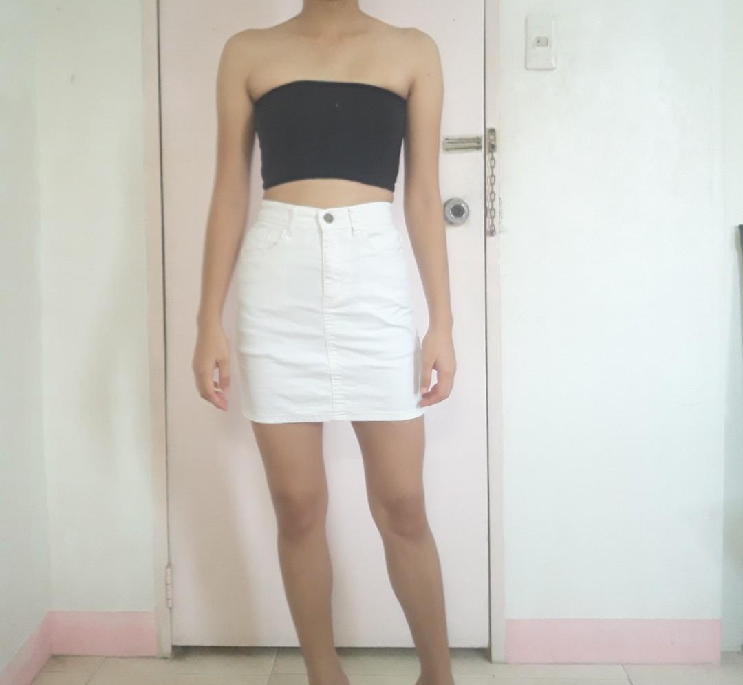 buy white denim skirt