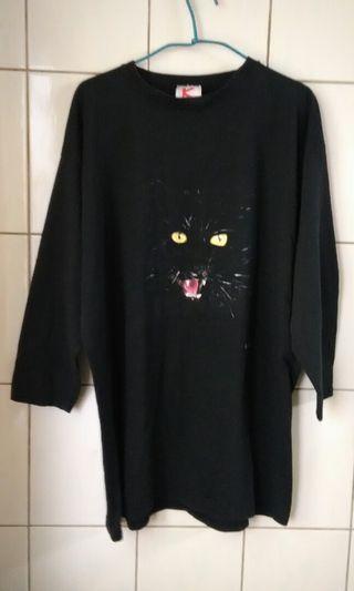 古著 美國製 黑色貓臉上衣