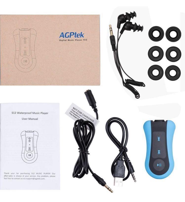 AGPTEK IPX8 Waterproof MP 3 Player for Surfing Swimming Water Sports -UK