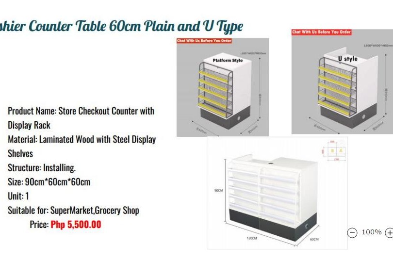 Cashier Counter Table 60 Plain or U type, Furniture & Home Living