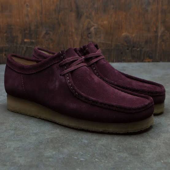 clarks wallabee burgundy suede