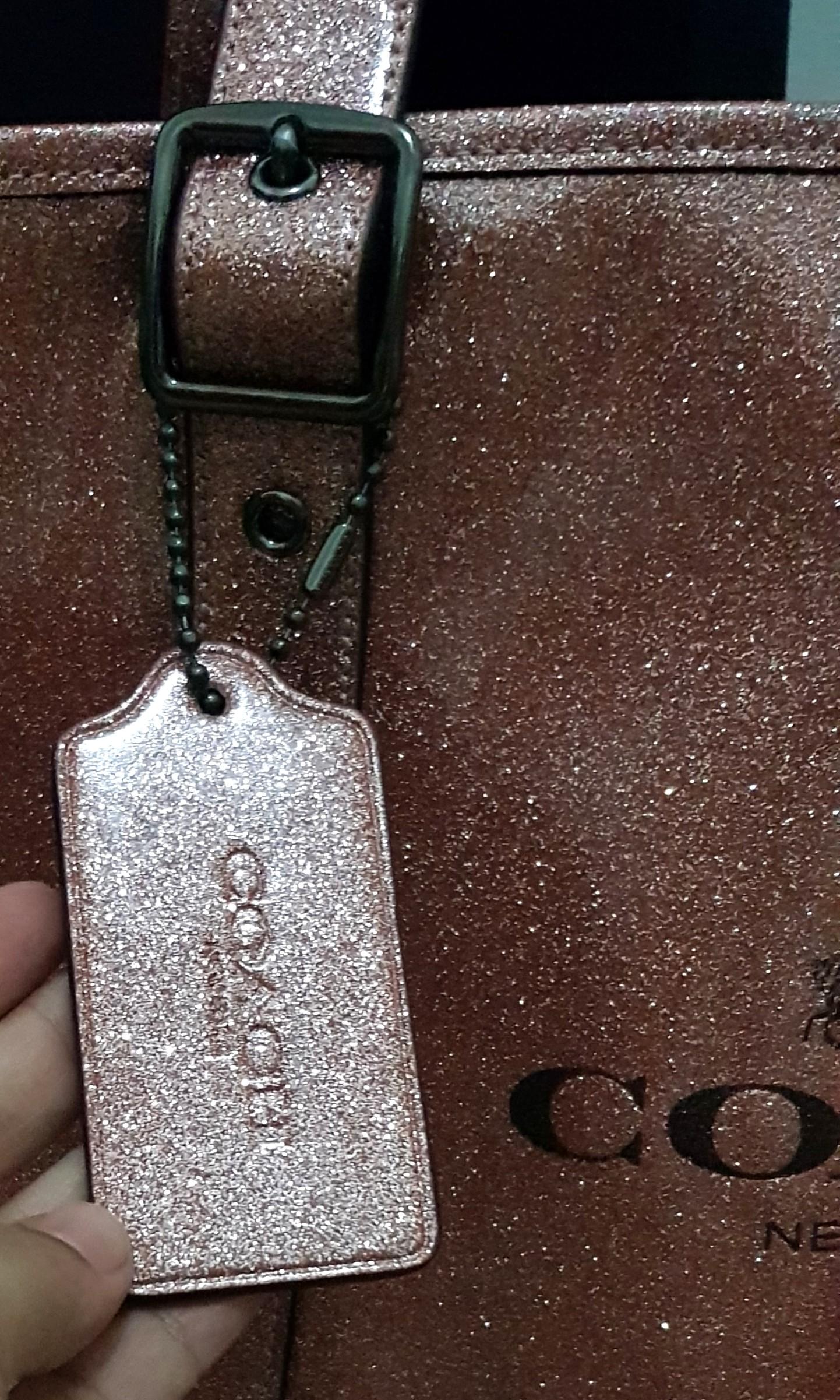 Coach glitter small ferry tote gunmetal