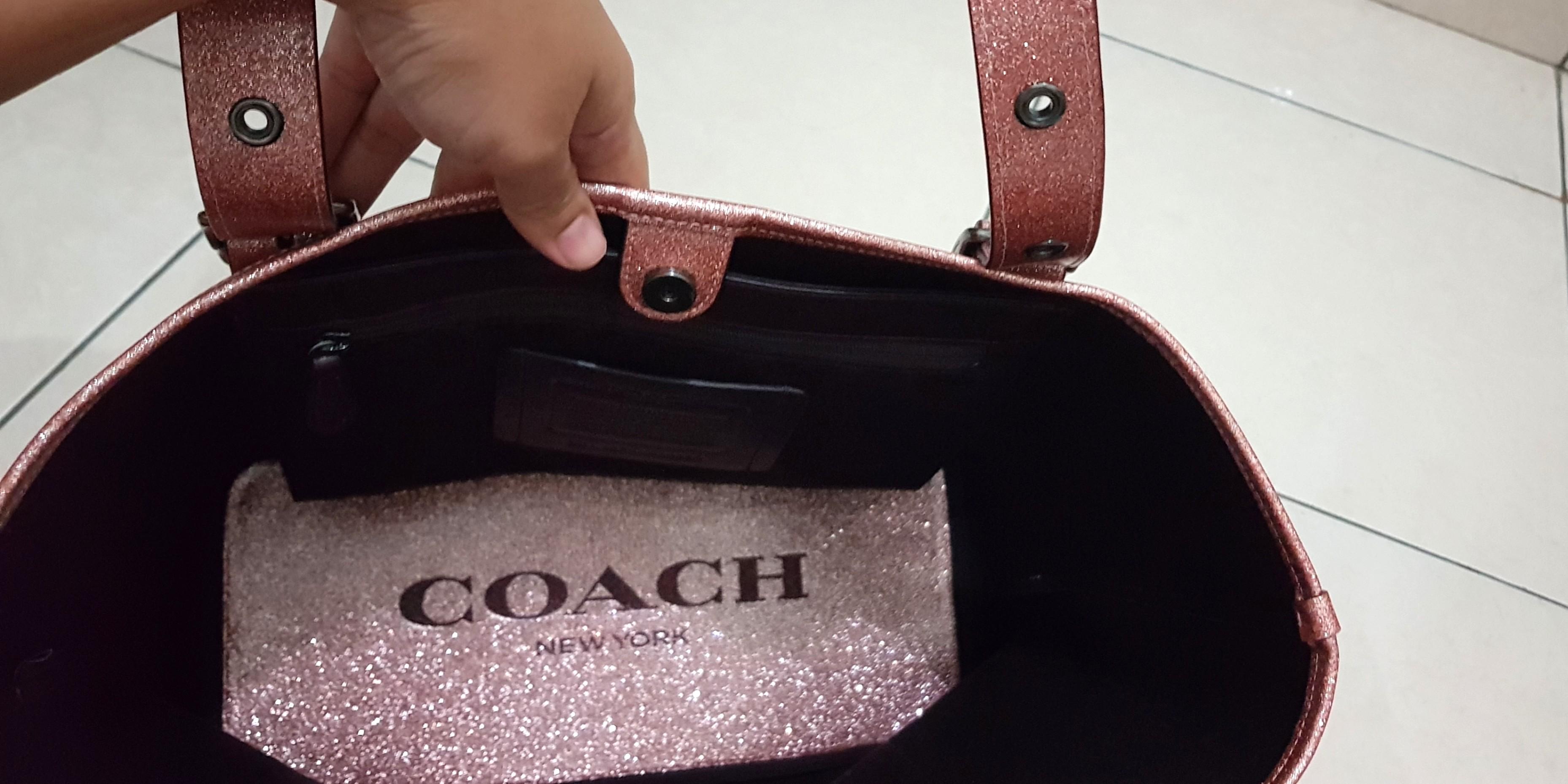 Coach small ferry tote with glitter new arrivals