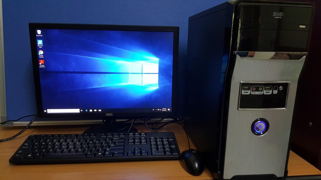 Computer Set (Category: Desktops) located in Kuala Lumpur. Submitted by avenuebay (Listing ID 247075368, Image 1). Description: Very clean and good condition, Come with AOC 20 inch monitor ( ips panel ) i2080sw, monitor use only few month, still got warranty Pentium G620 4gb ddr3 ram Gigabyte main board socket 1155 ( usb 3 ) Ssd 120gb Dvdrw Aoc monitor i2080sw Keyboard mouse.