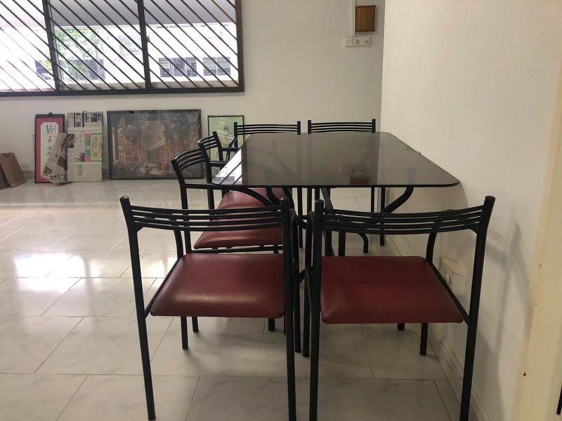 Dining Table Set (Category: Tables & Sets) located in Singapore. Submitted by vintage13 (Listing ID 247086287, Image 3). Description: All chairs and table are in good condition. Self collect at Paisr Ris 476. Location with lift access. .