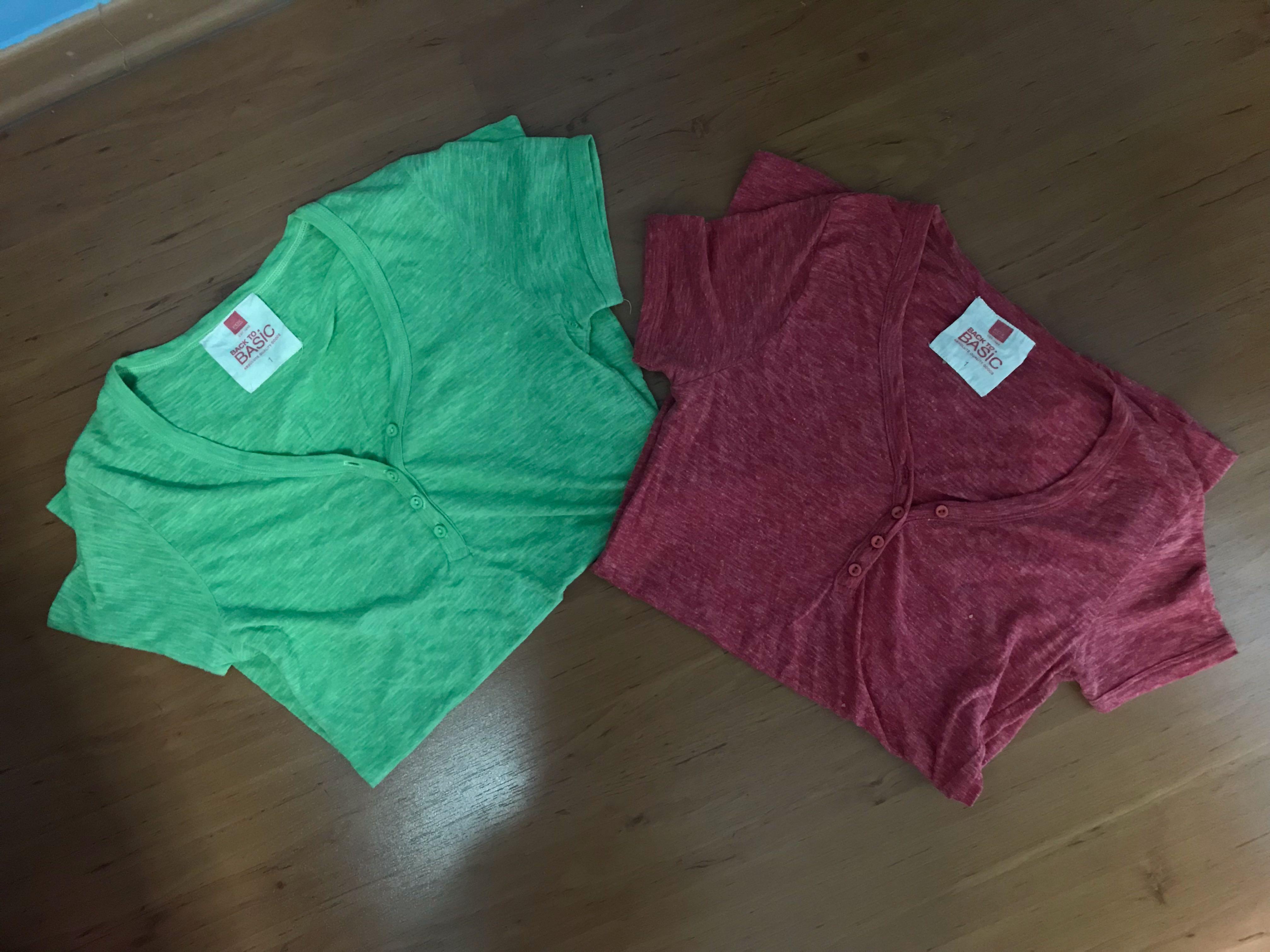 <FOX> Basic buttoned down tees (Category: Other Tops) located in Singapore. Submitted by bobochaachaar (Listing ID 247078344, Image 1). Description: Special price: 2 for $10! Material is thin, comfortable and extremely stretchy.