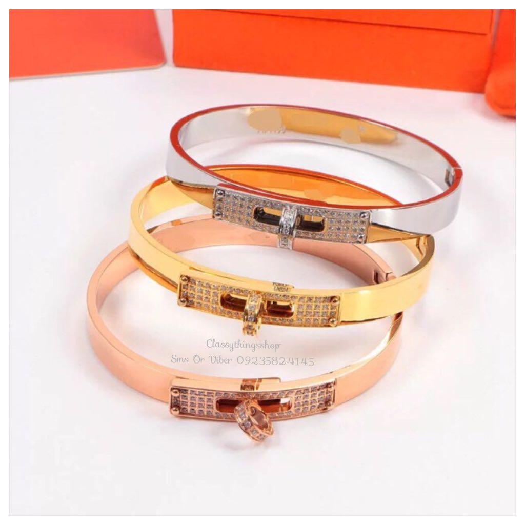 Hermes Kelly Bracelet (Category: Luxury Accessories) located in Quezon City. Submitted by classythingsshop (Listing ID 247132595, Image 1). Description: ITEM INFORMATION: Actual Photo Of Items HighQuality and Nontarnish . Cubic Zirconia Stones Stainless steel is strong enough for daily use as household objects & industrial parts. This same strength makes it an excellent choice of materials for jewelry. All items are Hypoallergenic. FOR FASTER TRA