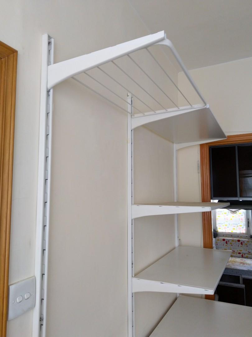 Ikea掛牆可升降金屬層架活動木層板組合metal Rack Combination Set Wood Shelf 傢俬 家居 傢俬 書櫃 櫃子及 架 Carousell