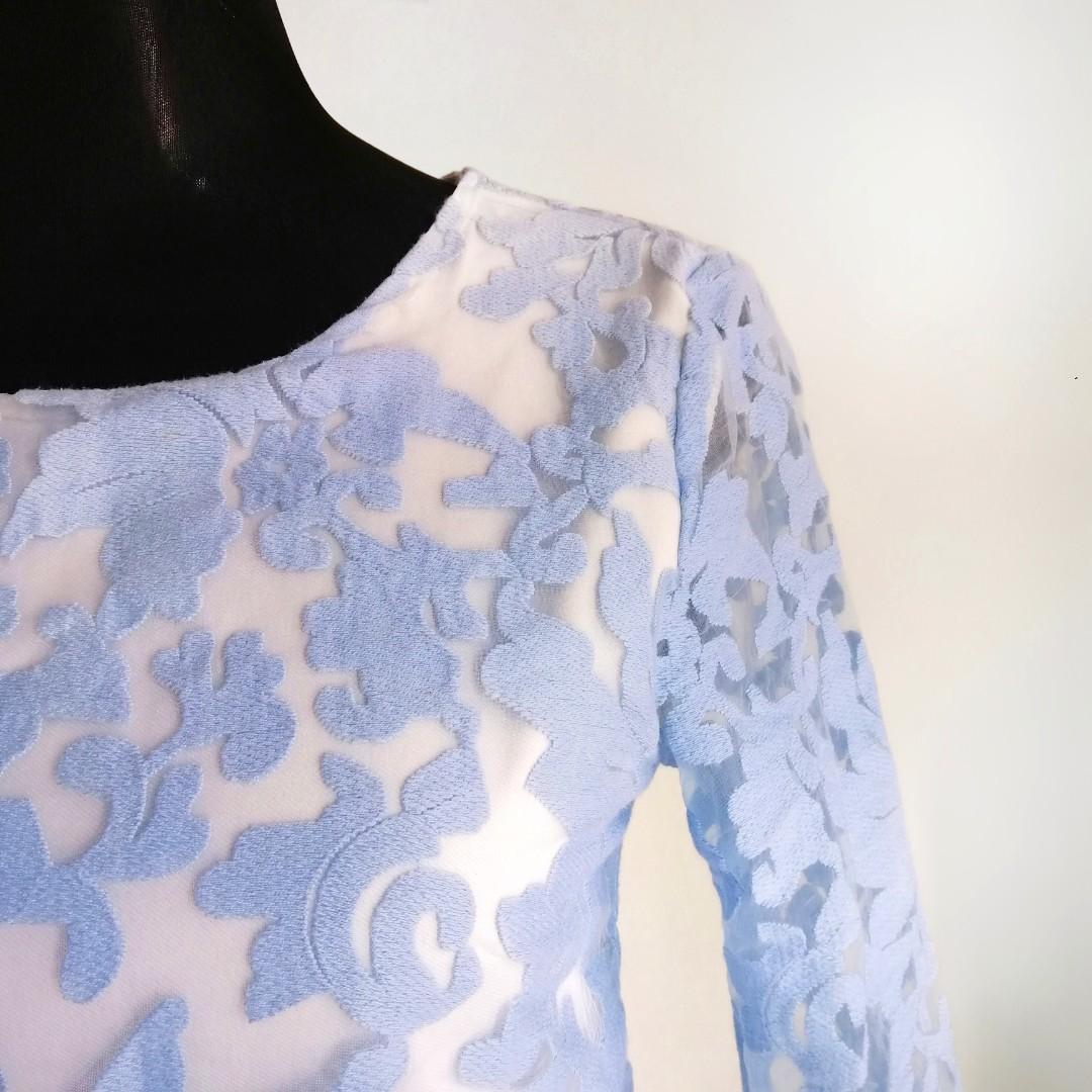 Pastel Blue Lace Dress (Category: Dresses) located in Rizal. Submitted by fancimissy (Listing ID 247146001, Image 2). Description: fits XS-M frames good as new guaranteed quality fabric with zipper high quality lace, di basta naghihimulmol.