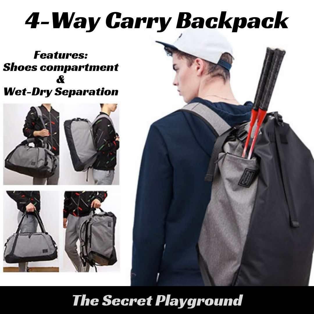 Men 4 Way Carry Backpack Cum Sling Bag With Shoes Compartment Wet Dry Separation Compartment 9913