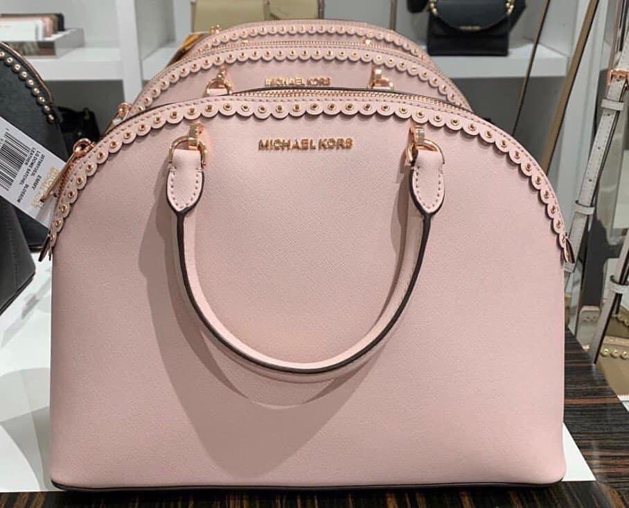 Michael Kors Emmy Large Satchel Dome Mk, Women's Fashion, Bags & Wallets,  Beach Bags on Carousell