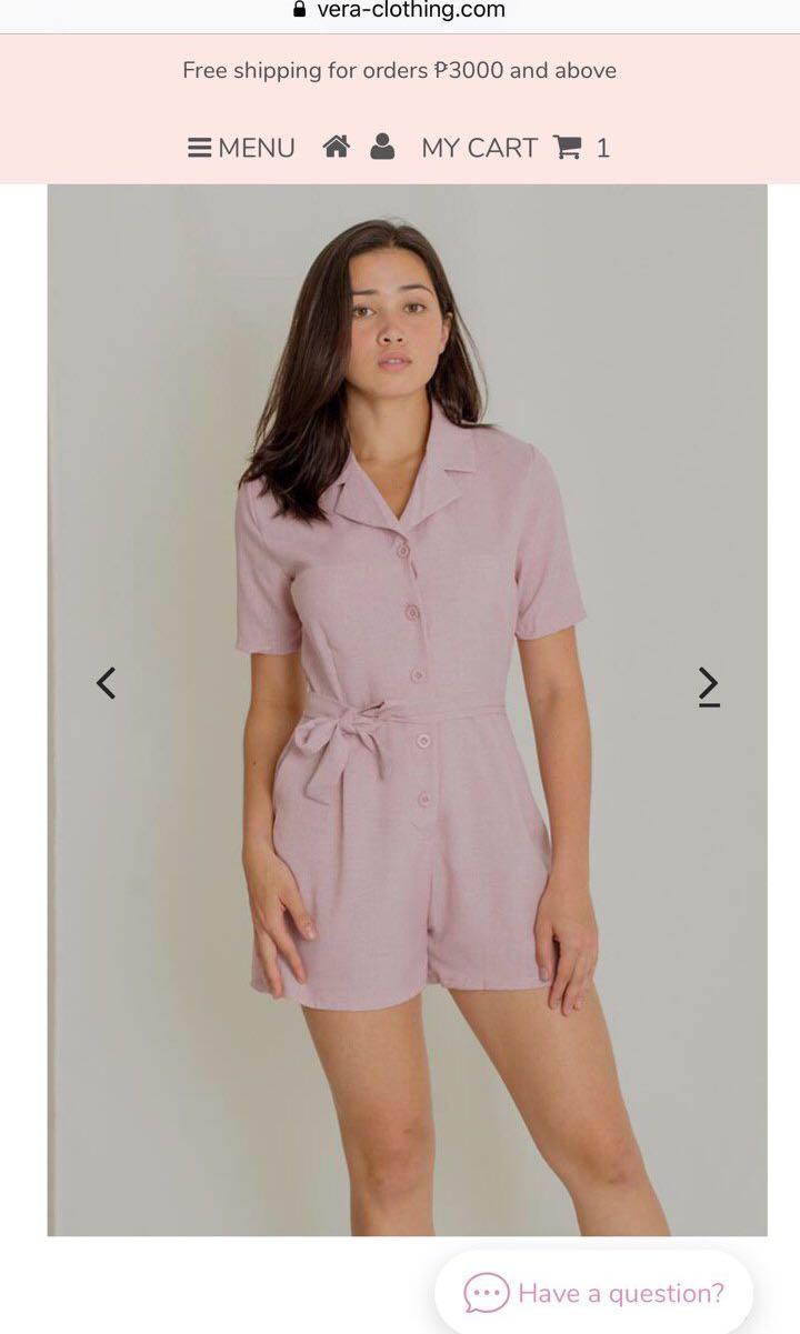 Pink romper (Category: Rompers) located in Manila. Submitted by declutter_____ (Listing ID 247088749, Image 1). Description: features a functional front buttons, folded collar and pockets. It is a versatile piece that will see you through the seasons. Product description - Linen - With functional buttons - Comes with a separate fabric belt - Relaxed fit Size guide Freesize: fits extra small to semi large Bust: 30 to 38 inches Waist: 24 to 30 inch