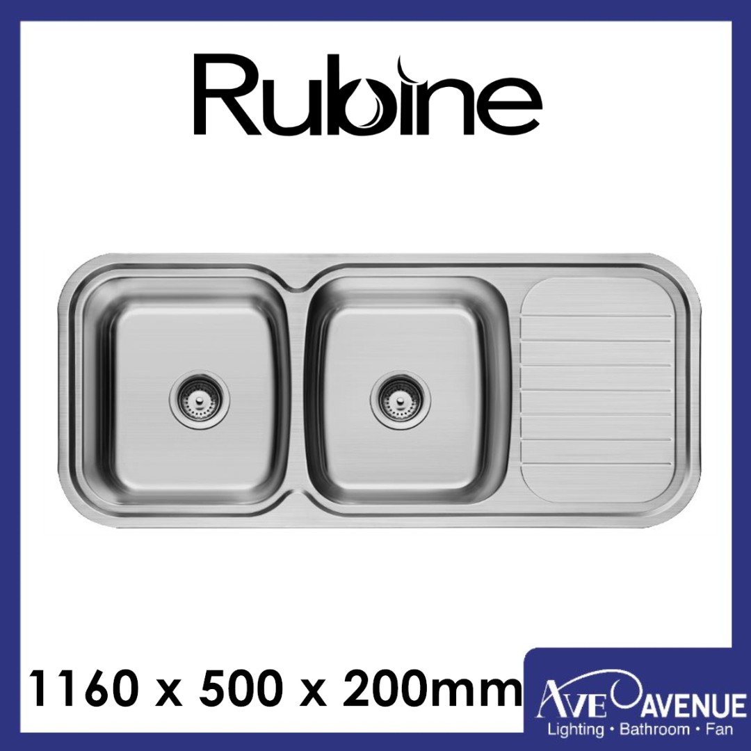Rubine 2 Bowls 1 Drainer Stainless Steel Kitchen Sink, Home Appliances