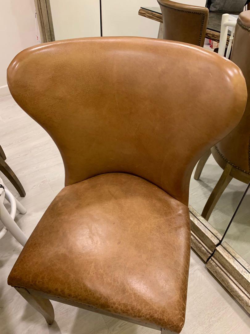 Rustic vintage leather dining chair, Furniture & Home Living, Furniture ...