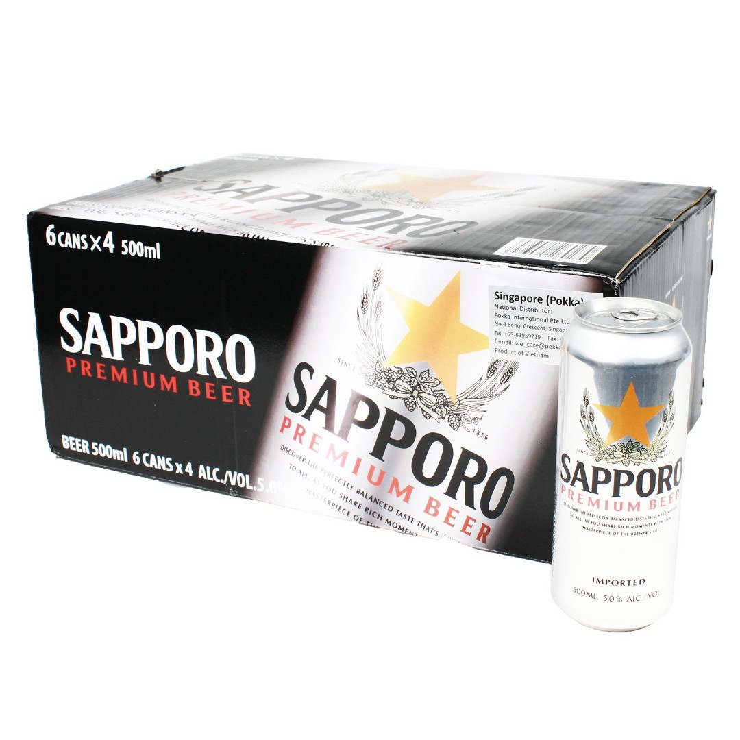Sapporo Premium Draft Beer Case 4 X 6 X 500ml Food Drinks Beverages On Carousell