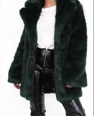 Tigermist emerald faux fur jacket