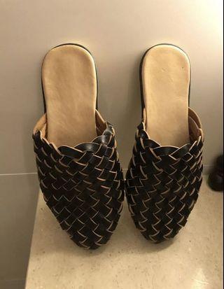 WOVEN Leather Slides 36 BRAND NEW