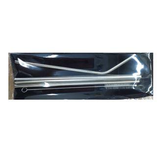 Set Stainless Sago Straw Bending Straw with cleaning brush