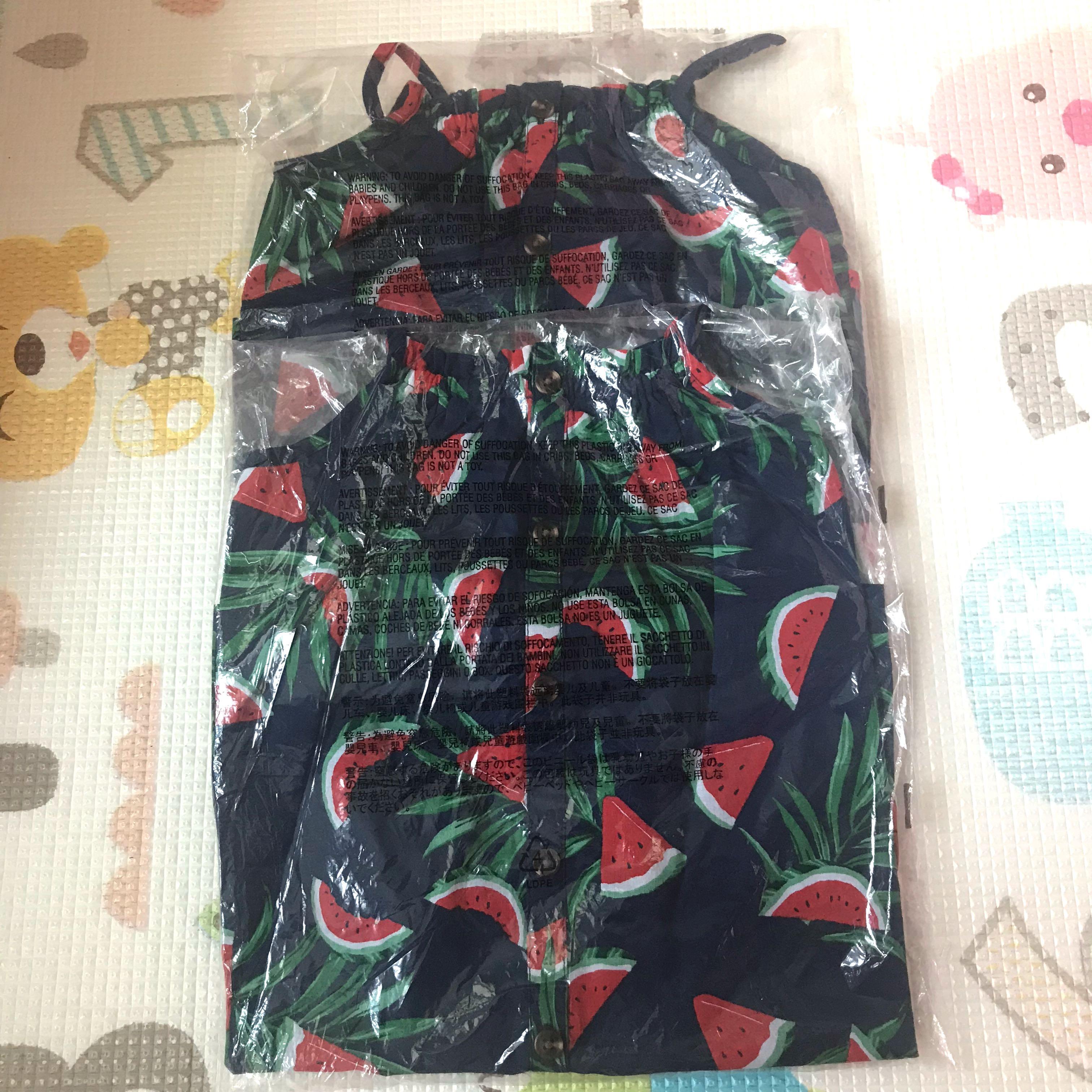 BN Old Navy Little Girl Button Down Watermelon Print Navy Dress