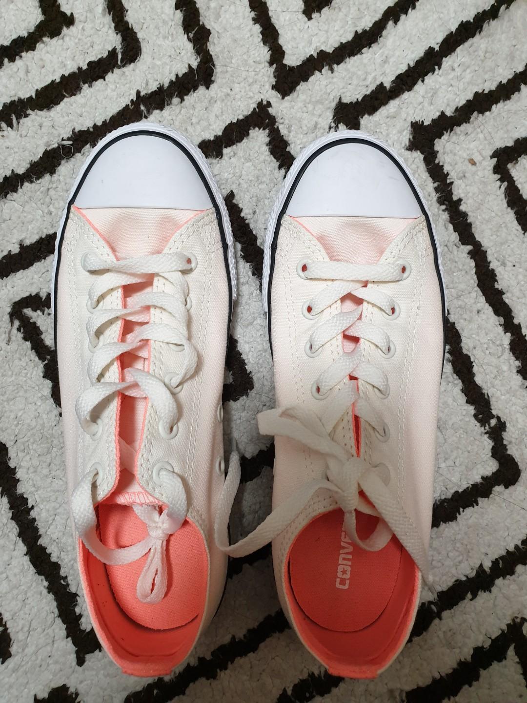peach color sneakers