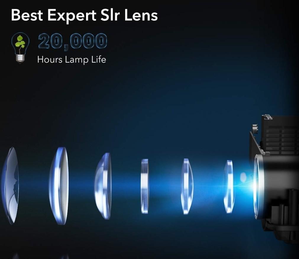 ExquizOn M5 Video Projector HD 4000 Lumens LED Projector 200" LCD Home