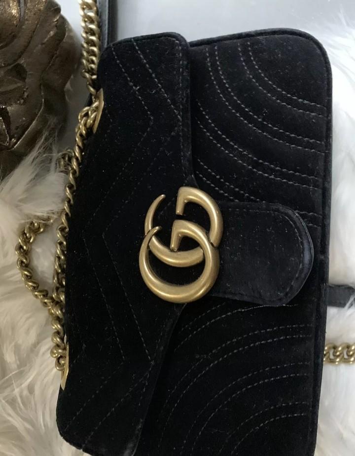 Gucci Marmont Chevron Velvet Mini bag Luxury on Carousell