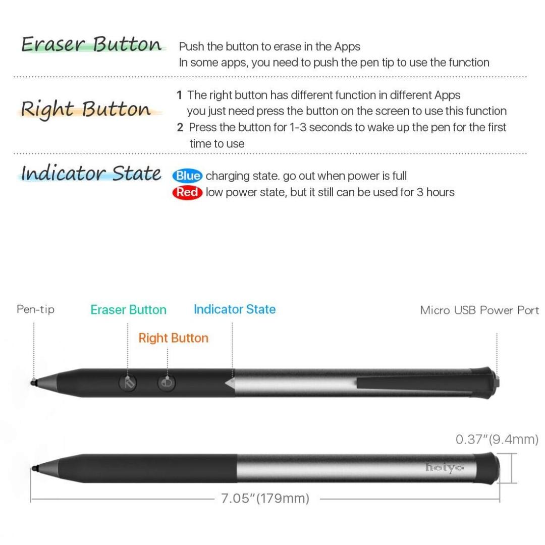 Heiyo Stylus Pen for Surface Pro/Book/Go/Laptop/Studio, Computers