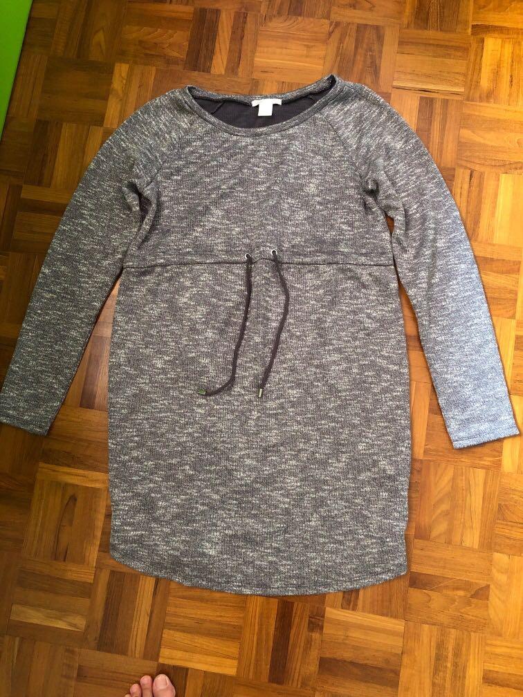 H M Grey Long Sleeve Maternity Sweater Dress Autumn Winter